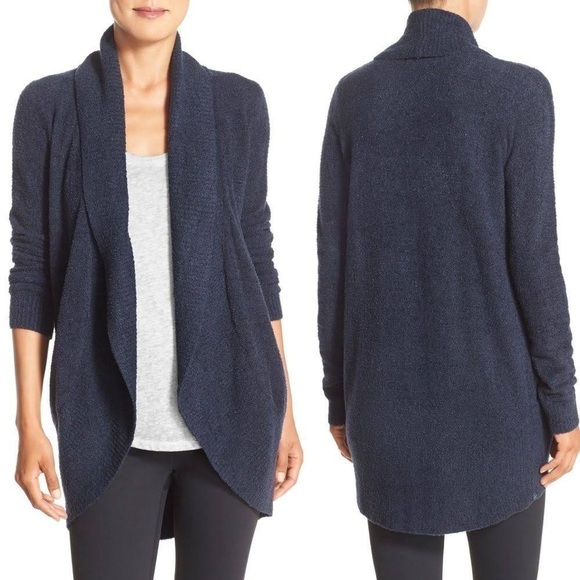 Barefoot dreams circle cardigan sweater cozychic lite navy blue medium soft - Picture 1 of 5